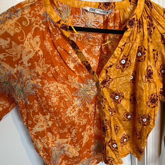 Zara Embroidered Printed Blouse Size Medium Perfect Condition - Picture 2 of 6